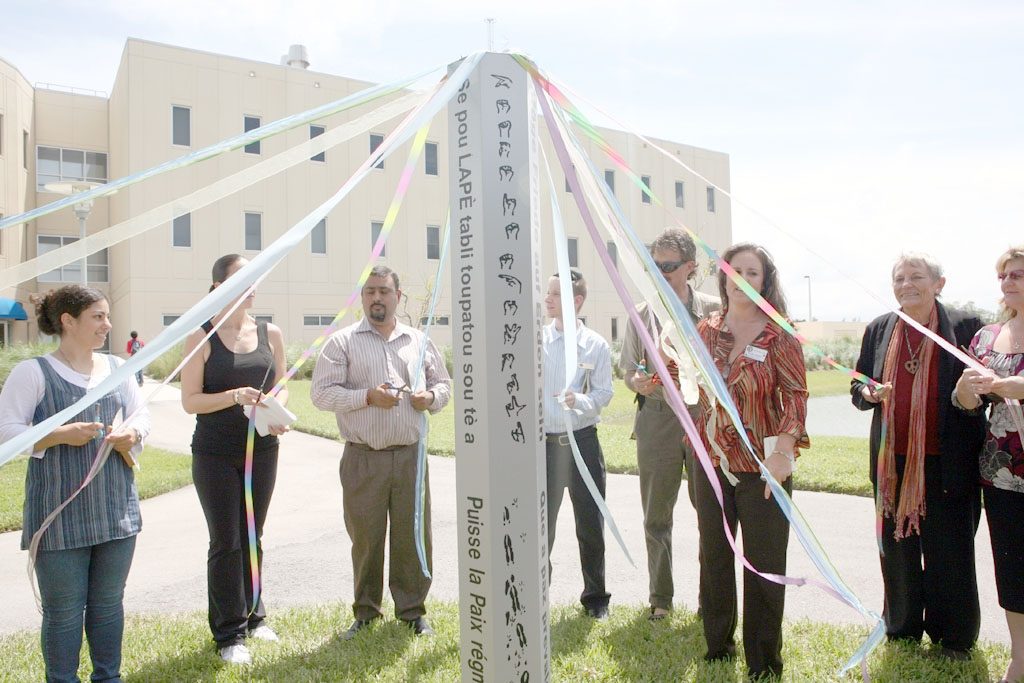 Peace Pole planted at Florida International University-September 11, 2008