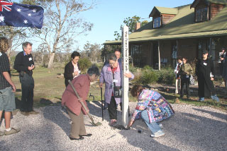 Japanese Peace Delegates plant Peace Pole in Tasmania, Australia-November 26, 2008