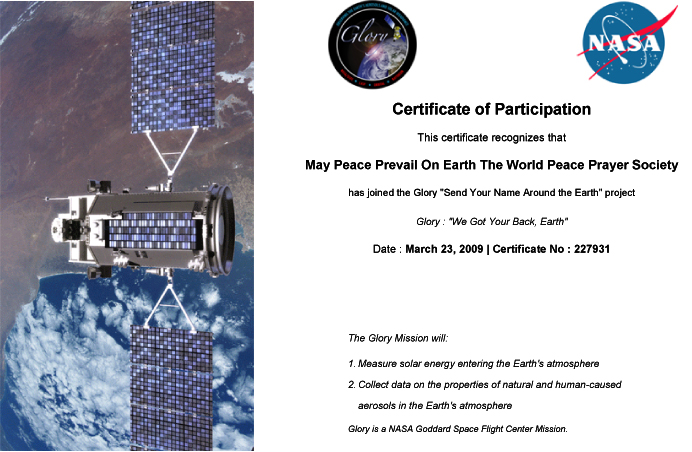 May Peace Prevail On Earth joins NASA Project
