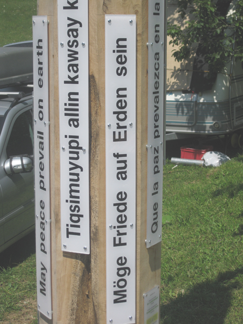 Handcrafted Peace Pole planted in Nüziders, Austria