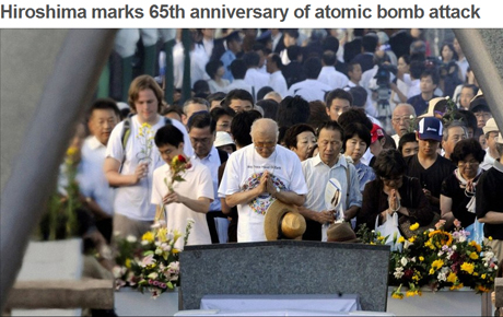 The 65th Anniversary of the bombing in Hiroshima was commemorated by The World Peace Prayer Society with UStream Broadcast on the internet:  LIVE from Hiroshima, JAPAN