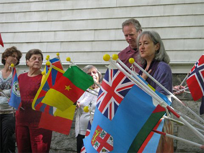 Deborah and Group with Flags