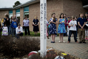 Peace Pole Dedication Ceremony-50th Anniversary Celebration at Adams Elementary School, Midland, Michigan-USA