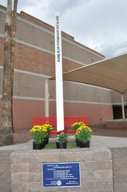 The Peoria Peace Pole is located in front of the auditorium at Centennial High School, 14388 N. 79th Ave.