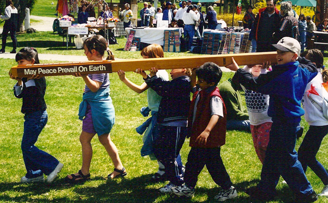 Children with Peace Poles