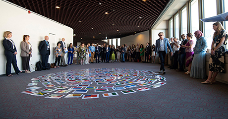 A Flag mandala in Luxembourg to begin the Annual Peace Forum, Luxembourg