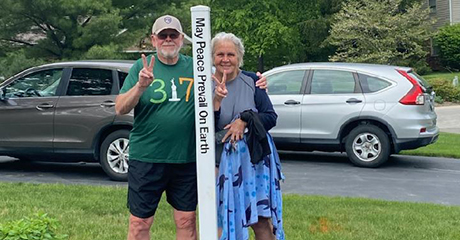 The Peace Garden Peace Pole stands vigil in South Harbour, Noblesville, Indiana – USA