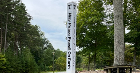Peace Pole planted at the Franciscan Springs Prayer Center, Stoneville, North Carolina – USA