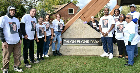 Talon Flohr Family Dedicate a Peace Pole at Talon Flohr Park, in Sandusky, Ohio, USA.