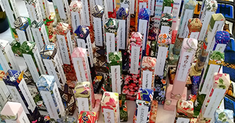 Japanese made Origami desktop Peace Poles displayed in GERMANY