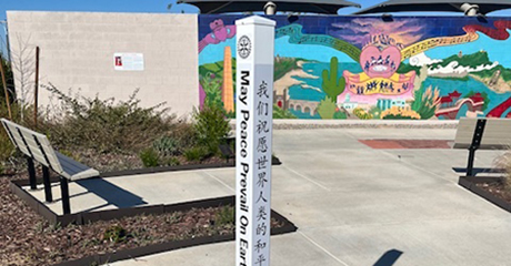 Peace Pole planted at Gilbert Regional Park, Gilbert, Arizona – USA