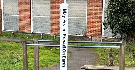 Rotary Peace Pole at Vernon School in NE Portland, Oregon-USA