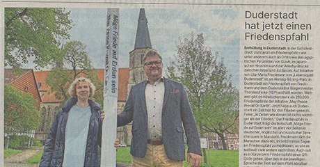 Duderstadt has joined The Peace Pole Project to set an example for peace – GERMANY