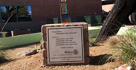 Rotary Club of Tempe Downtown, plants Peace Pole at The Centers for Habitation, Tempe, Arizona – USA