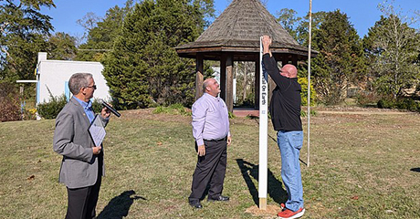 Magnolia Rotary Club and city install Peace Pole, Magnolia, Texas-USA