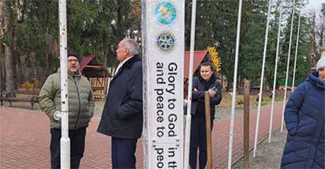 Peace Pole in Irpin, UKRAINE